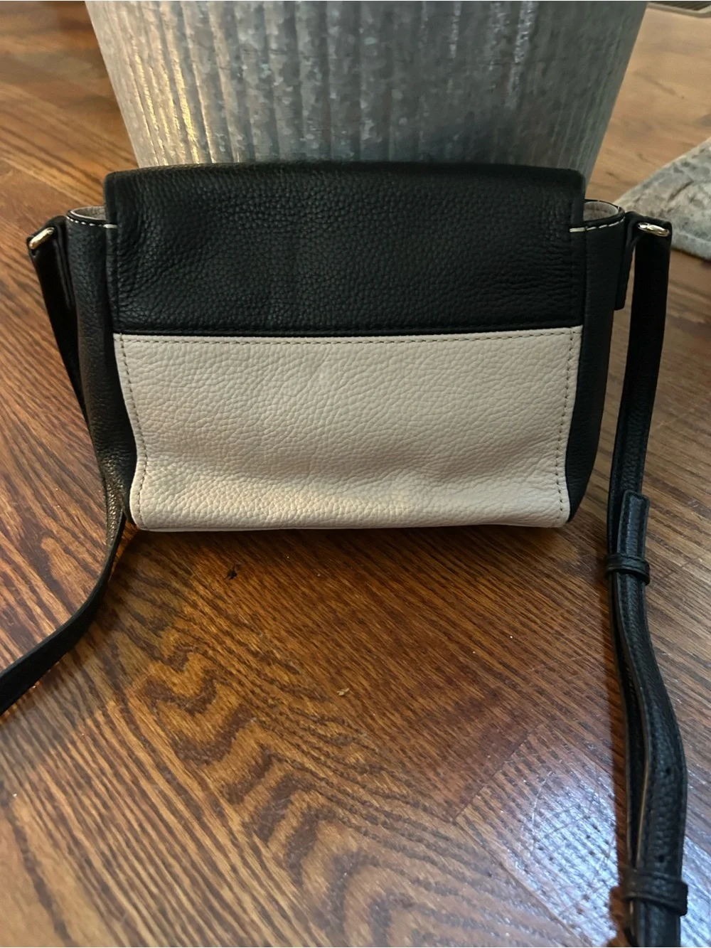 Kate Spade New York Black Cream Pebbled Leather Crossbody Bag
